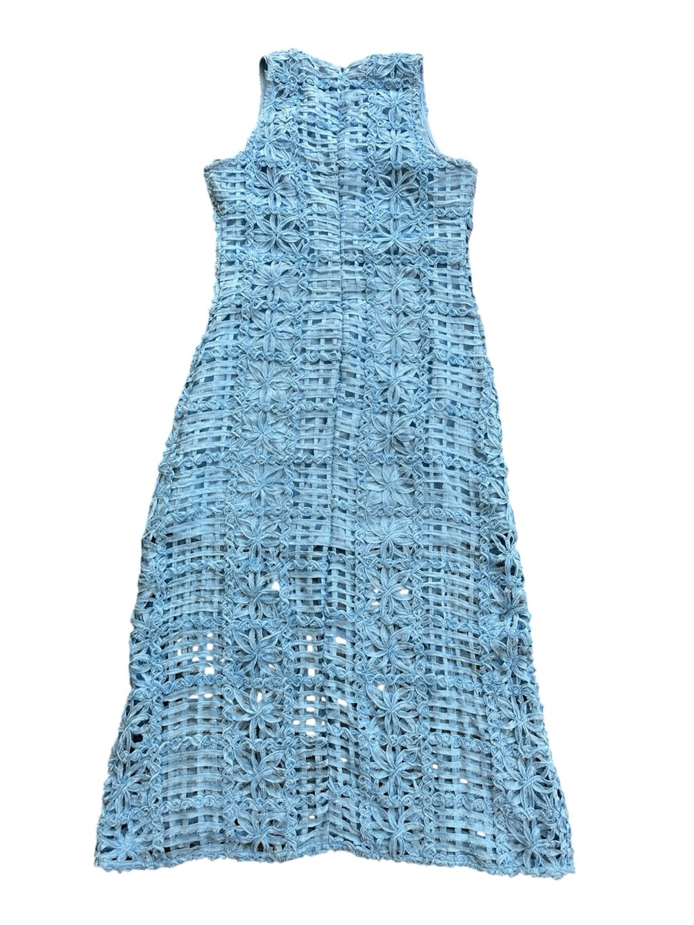 Antropologie Endless Rose Blue Textured Sleeveless Maxi Dress Size L - Picture 12 of 13